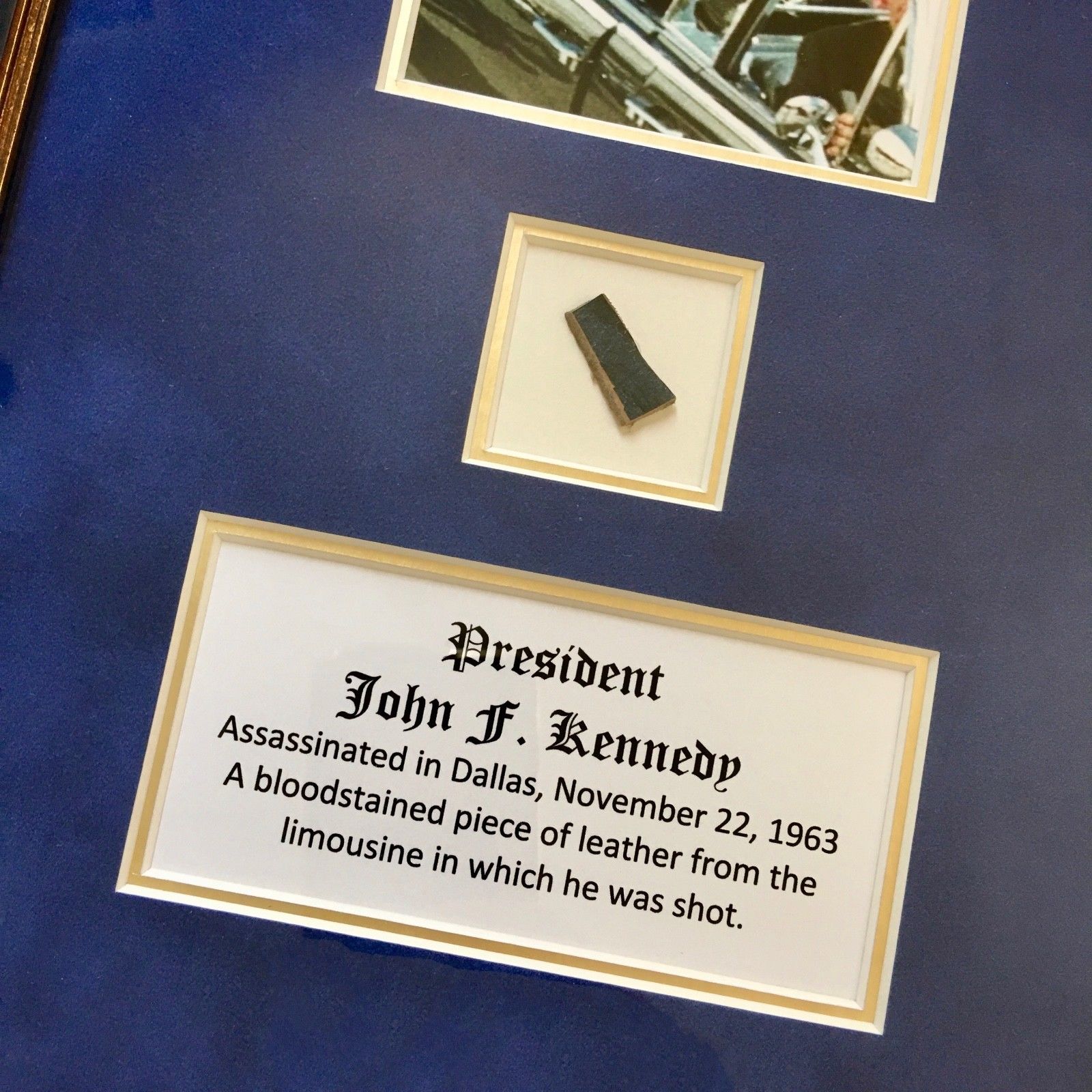 PREORDER: JOHN F. KENNEDY * Genuine Dallas ASSASSINATION LIMO INTERIOR LEATHER *
