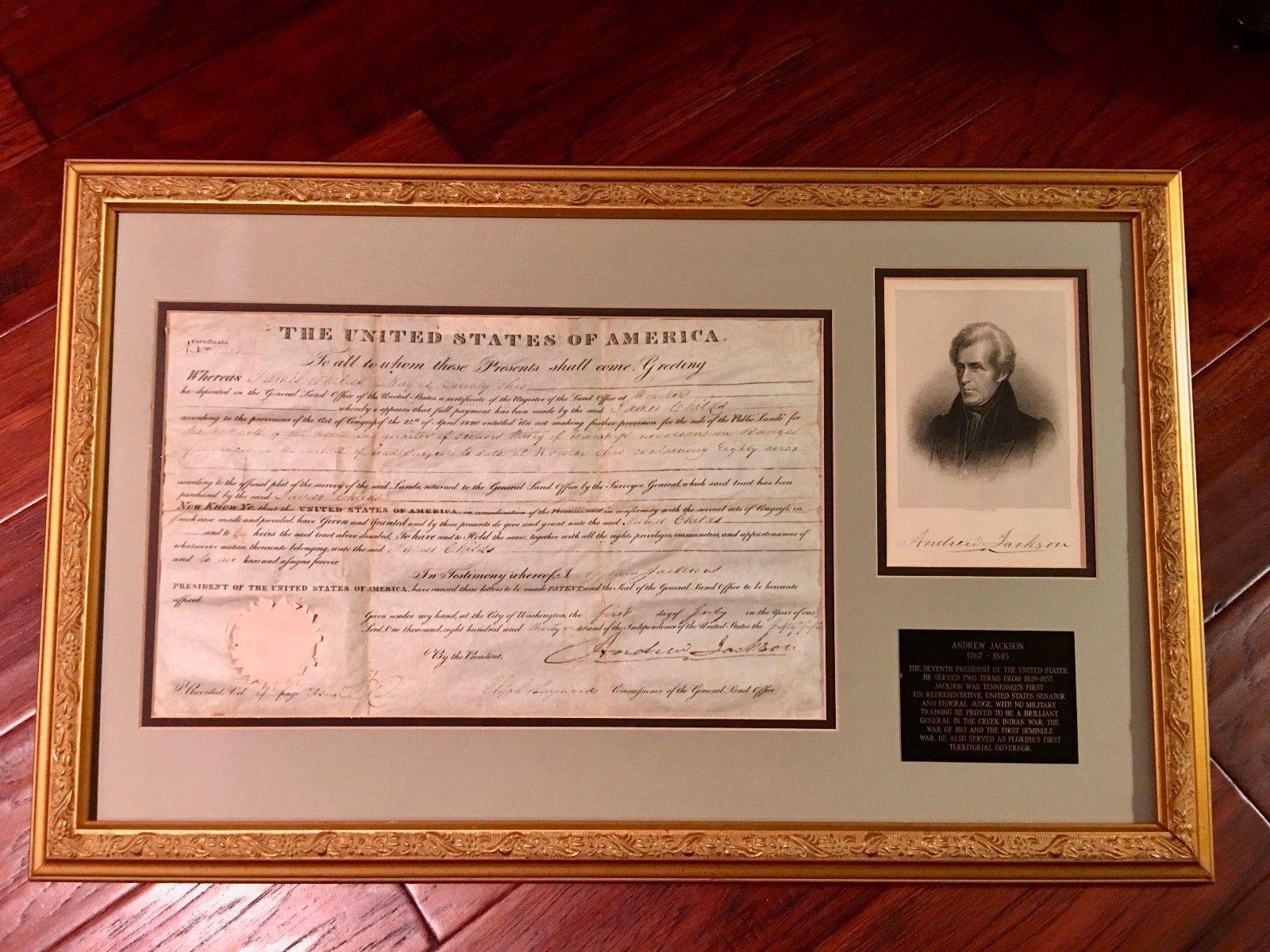 ANDREW JACKSON * AUTOGRAPH 1831 Land Grant SIGNED * As PRESIDENT * Ohio