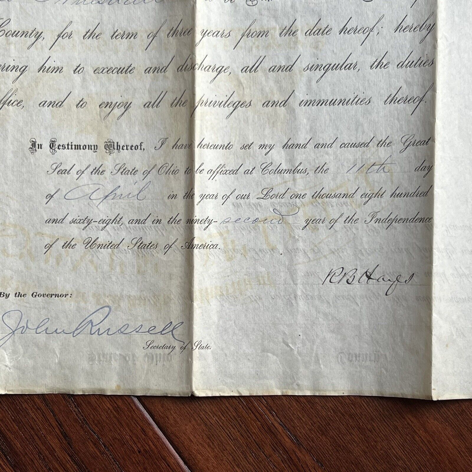 RUTHERFORD B. HAYES * JSA * Autograph State of Ohio Document Signed President