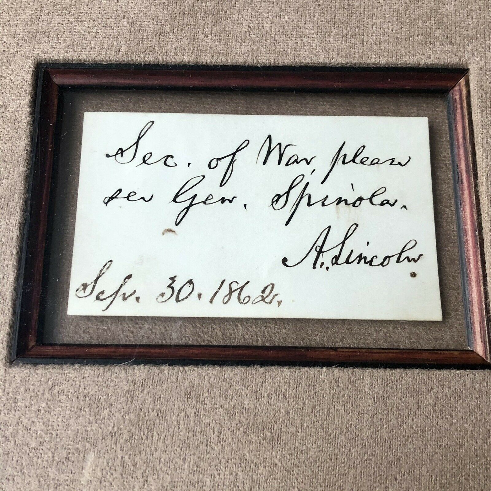 ABRAHAM LINCOLN * BAS 10 * Autograph Card Signed From EDWIN STANTON Collection