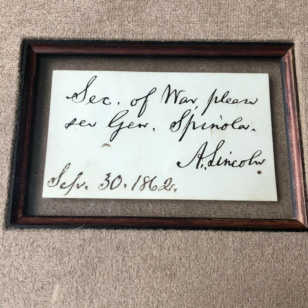 ABRAHAM LINCOLN * BAS 10 * Autograph Card Signed From EDWIN STANTON Collection