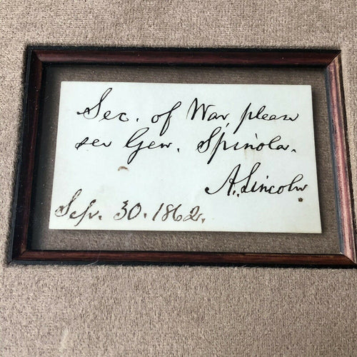 ABRAHAM LINCOLN * BAS 10 * Autograph Card Signed From EDWIN STANTON Collection