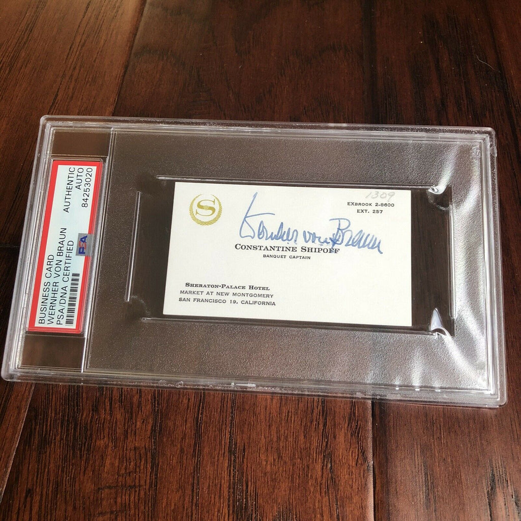 WERNHER VON BRAUN * PSA/DNA Slabbed * Autograph Card Signed * Full Signature