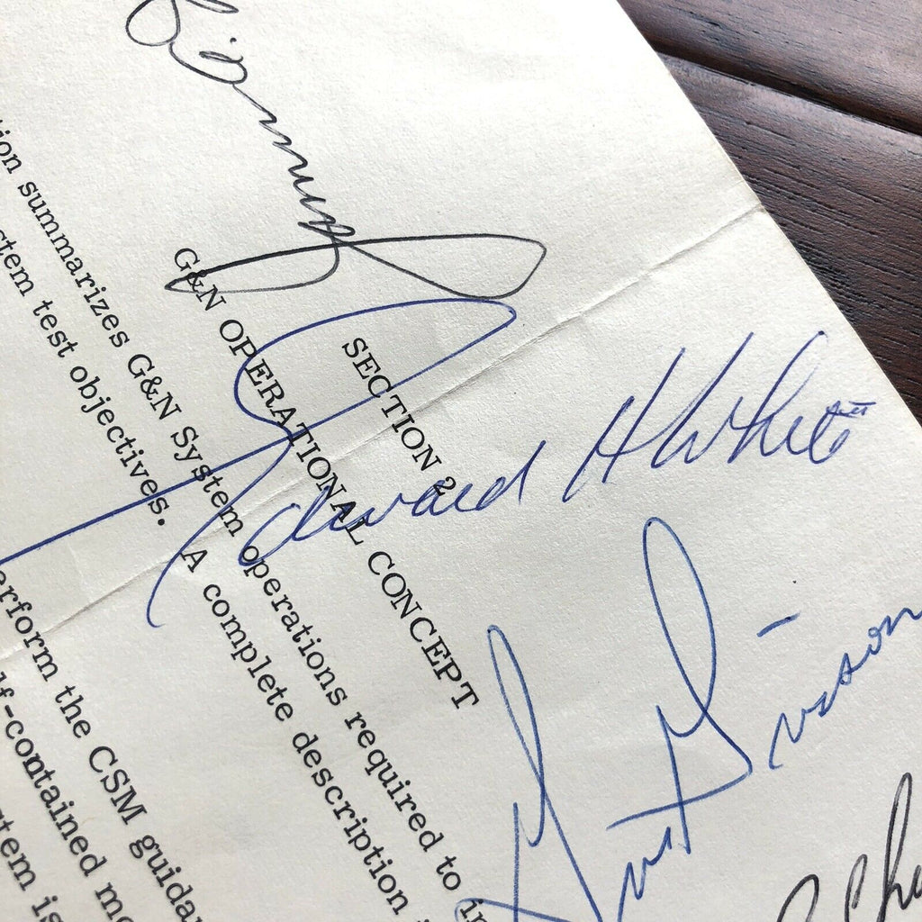 Apollo 1 * JSA * Crew Autograph NASA Document Signed * Roger Chaffee Gus Grissom