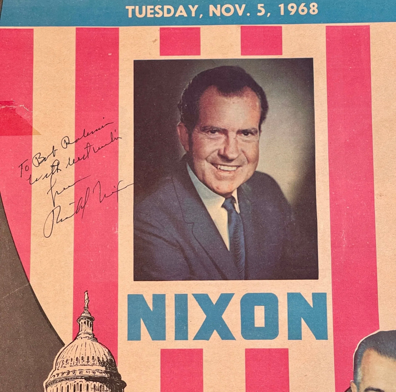 RICHARD NIXON * JSA * Autograph Presidential Campaign Poster Signed * 1968