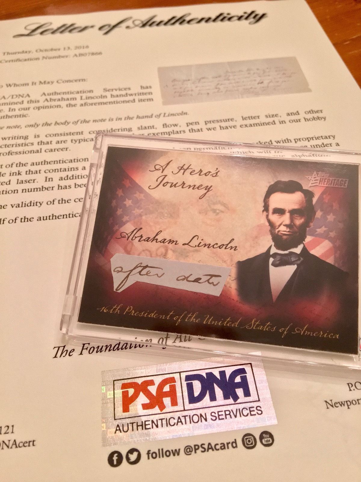 ABRAHAM LINCOLN PSA/DNA Handwritten Cut Word AFTER DATE not Autograph or Signed