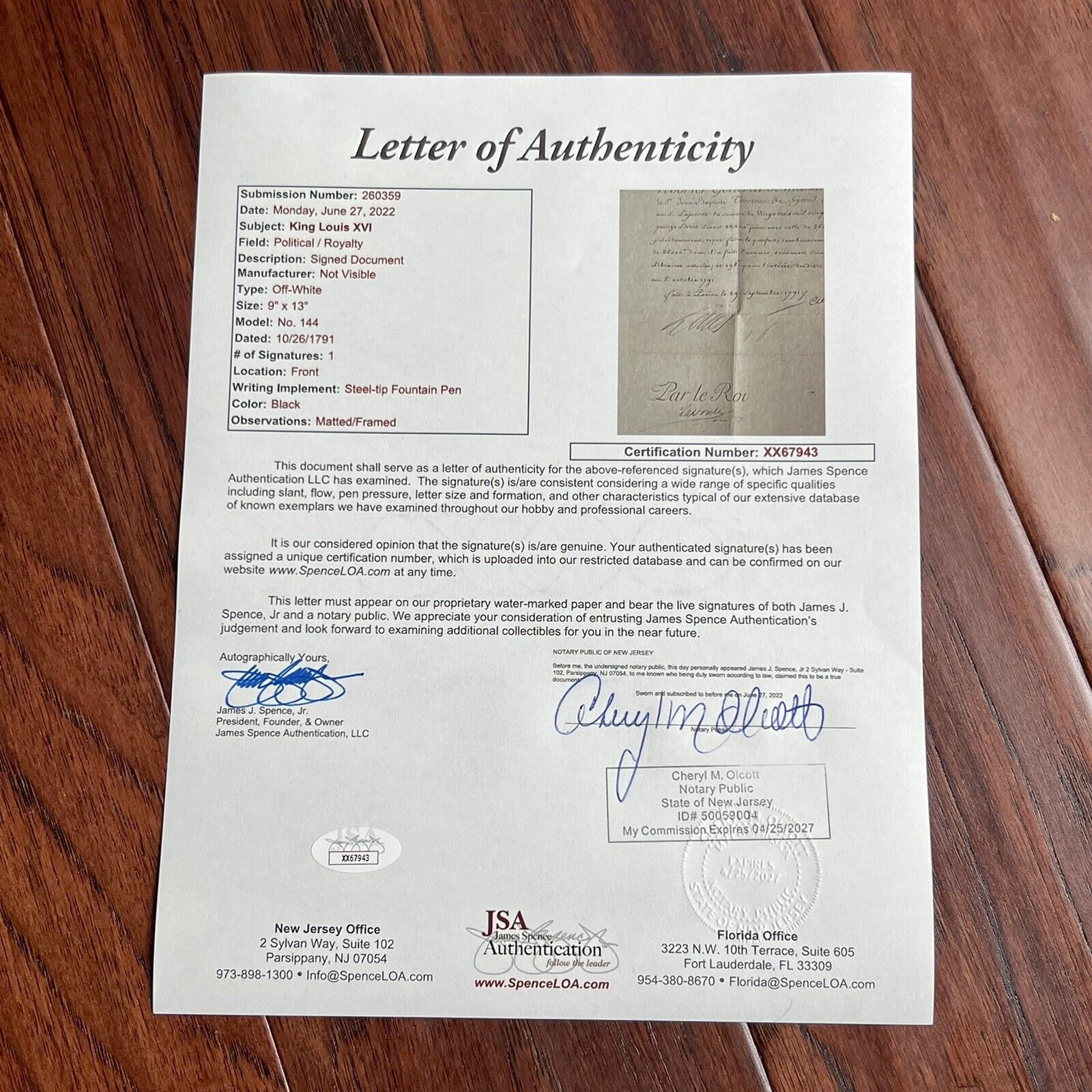 LOUIS XVI * JSA LOA * Beheaded King Signed Excessive Spending Document Autograph