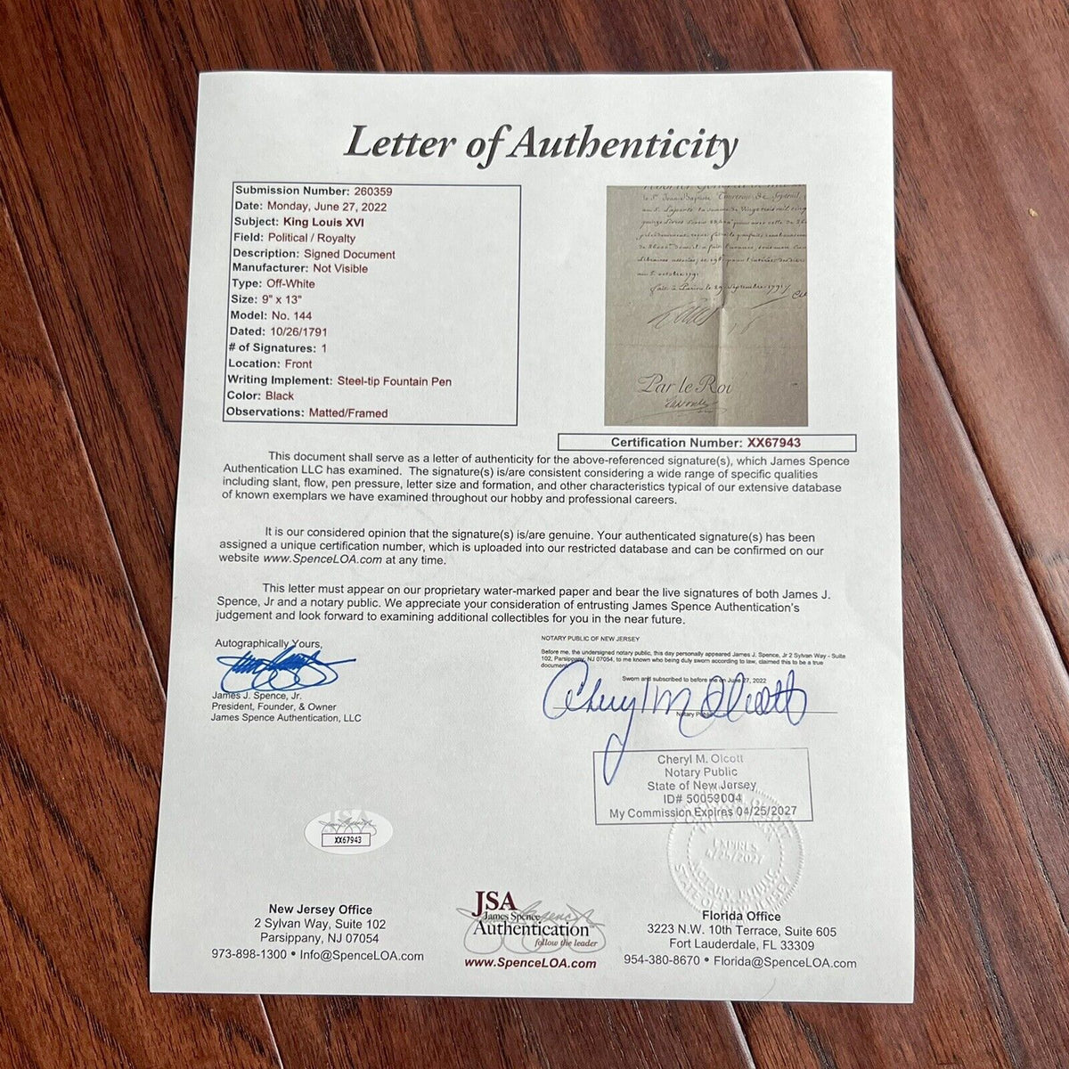 LOUIS XVI * JSA LOA * Beheaded King Signed Excessive Spending Document Autograph