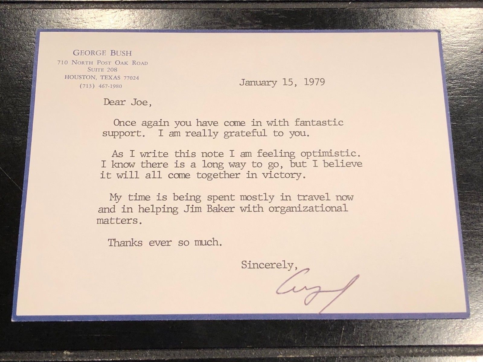 George H.W. Bush * Authentic AUTOGRAPH "victory" Typewritten Note SIGNED * 1979
