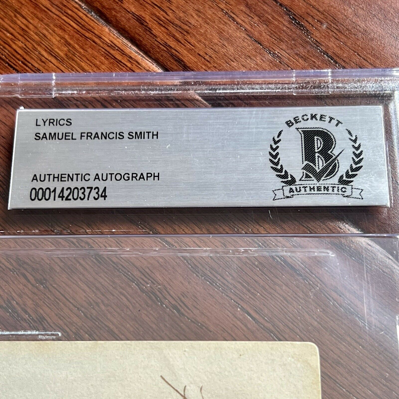 SAMUEL FRANCIS SMITH *Beckett BAS * America / My Country 'Tis of Thee AUTOGRAPH
