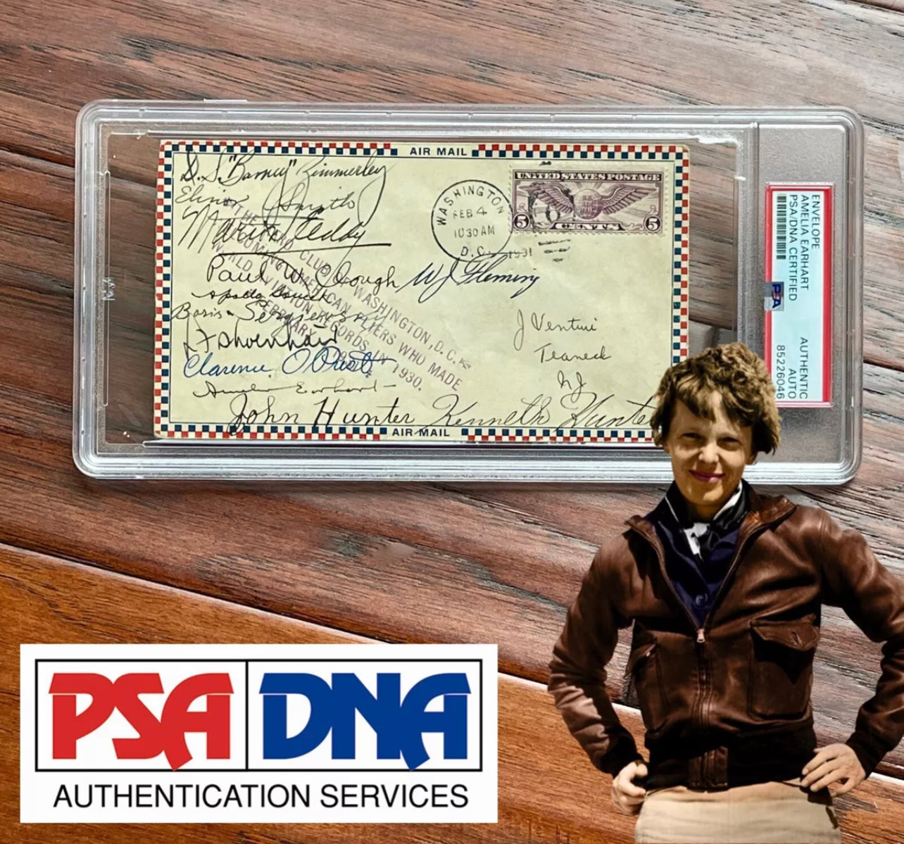 AMELIA EARHART * PSA/DNA * Autograph D.C. AERO CLUB Cover Signed * 1930 Records