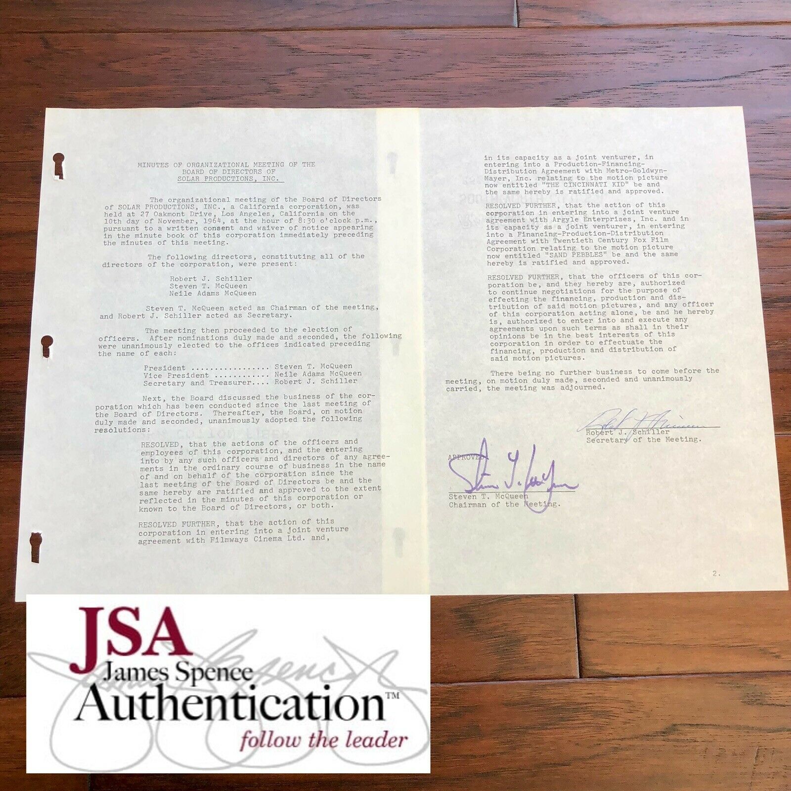 STEVE MCQUEEN * JSA LOA * Signed Production Contract Autograph * Bullit Actor