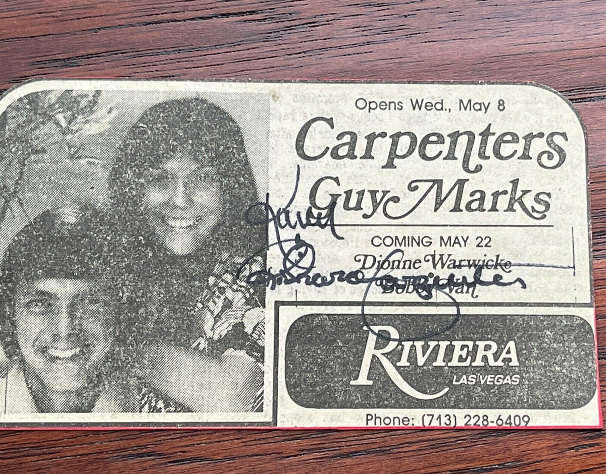 CARPENTERS * KAREN + RICHARD * JSA * Autograph Duo Newspaper Ad Signed