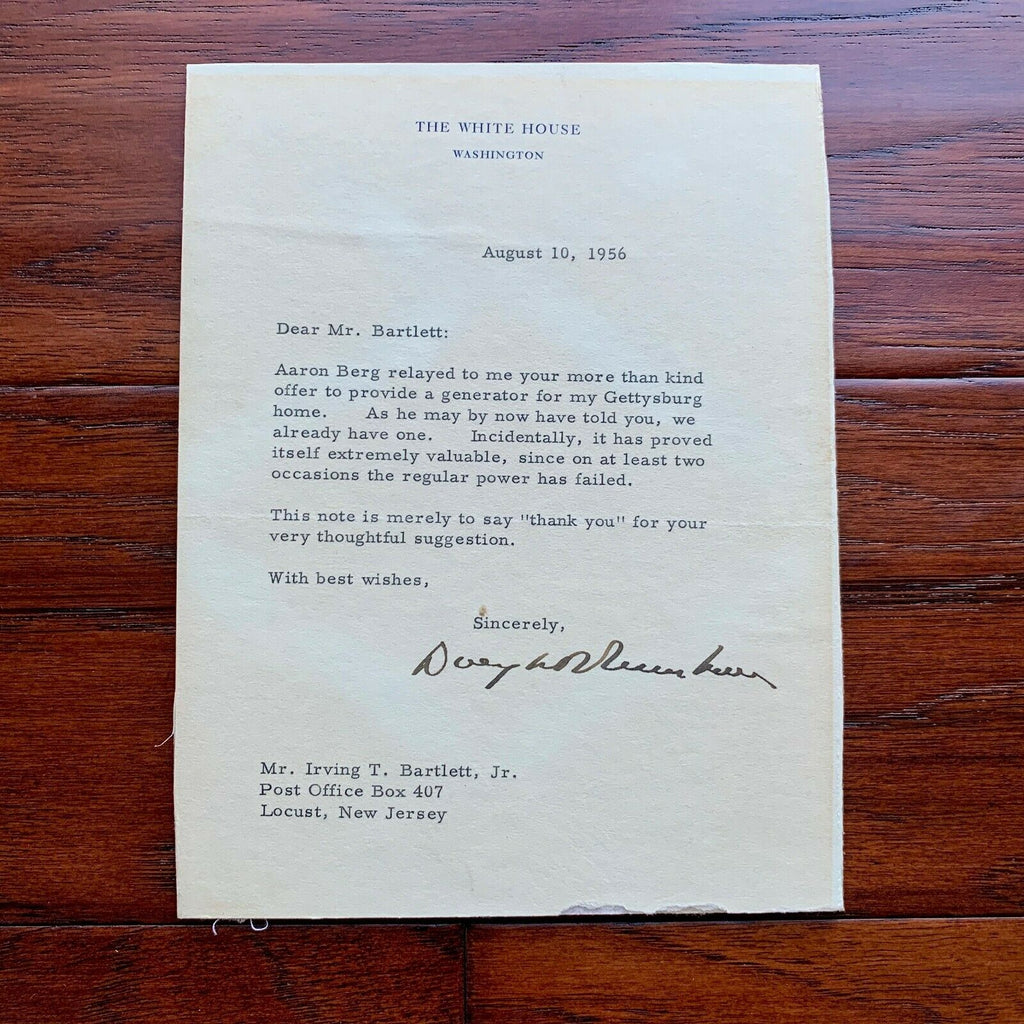 DWIGHT EISENHOWER * JSA * as PRESIDENT * WHITE HOUSE Autograph Letter Signed
