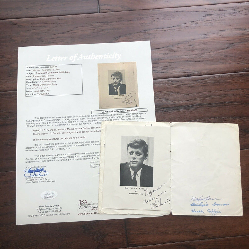 JOHN F. KENNEDY * JSA LOA * Autograph Photo Signed As Senator In Dinner Program