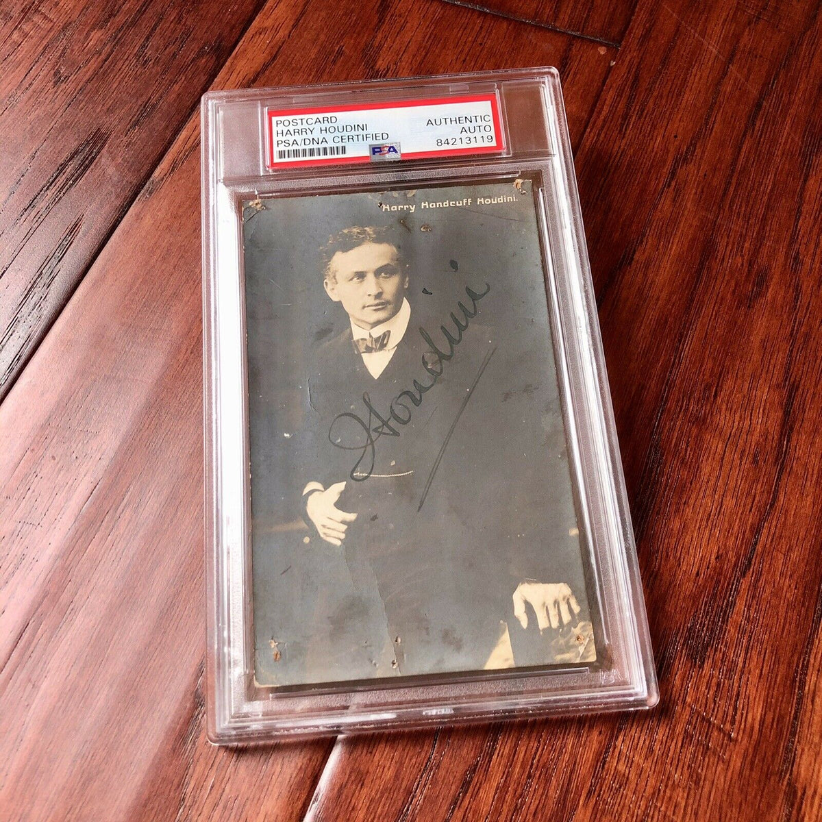 HARRY HOUDINI * PSA/DNA LOA * Hand Signed Post Card Photo Slabbed * Autograph