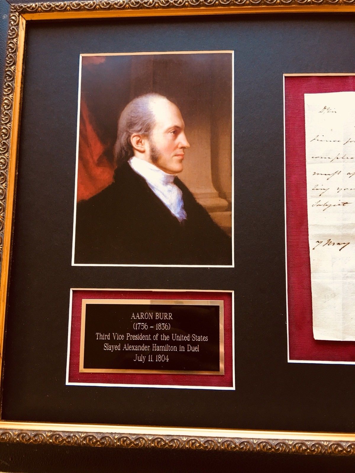 AARON BURR * Handwritten AUTOGRAPH LETTER Signed * Dueled ALEXANDER HAMILTON