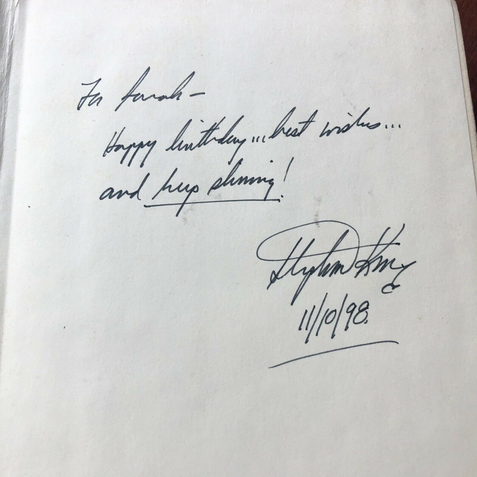 STEPHEN KING * Beckett BAS * Hand-Signed "The Shining" Book Autograph Inscribed