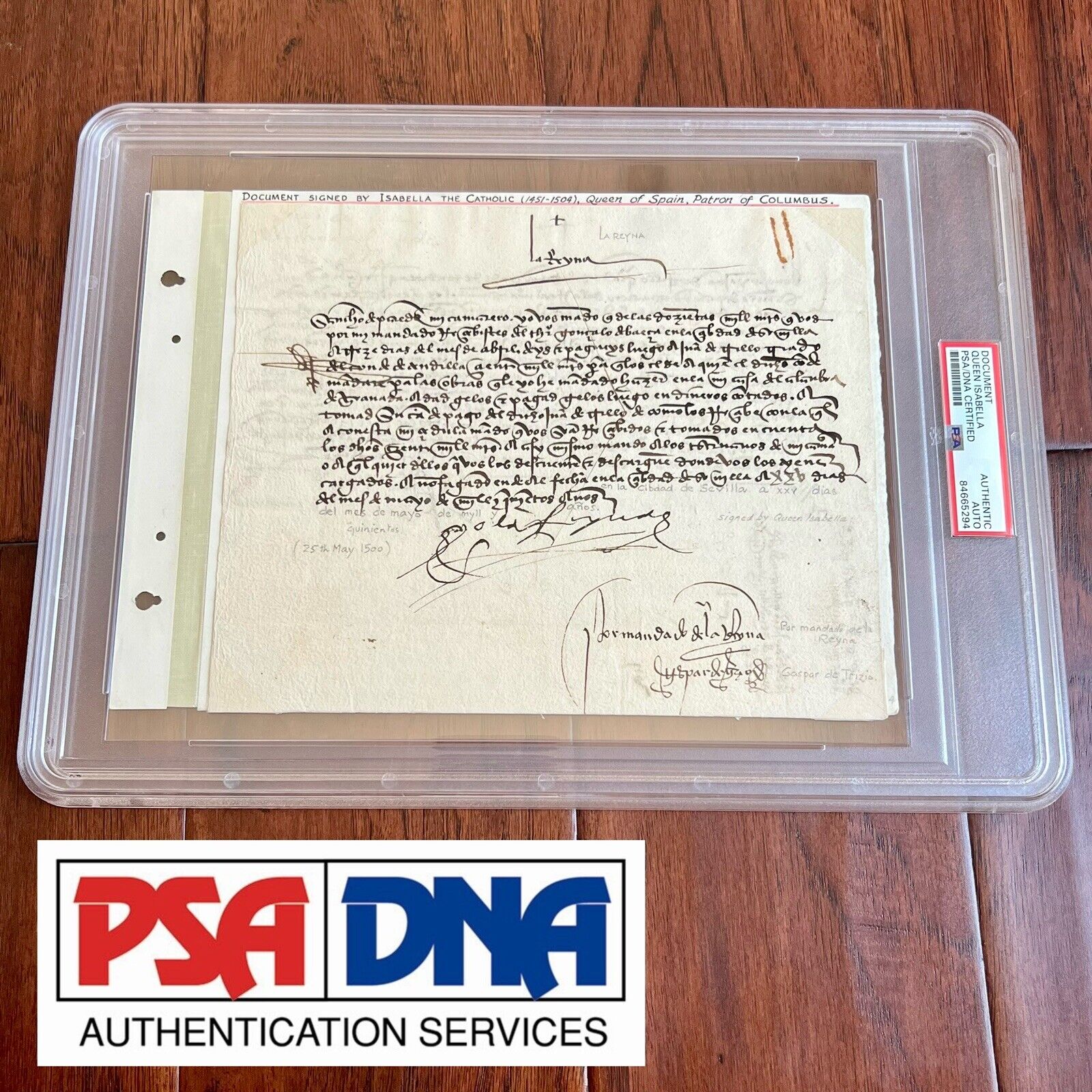 QUEEN ISABELLA I * PSA/DNA * Signed During Columbus 3rd Voyage Autograph