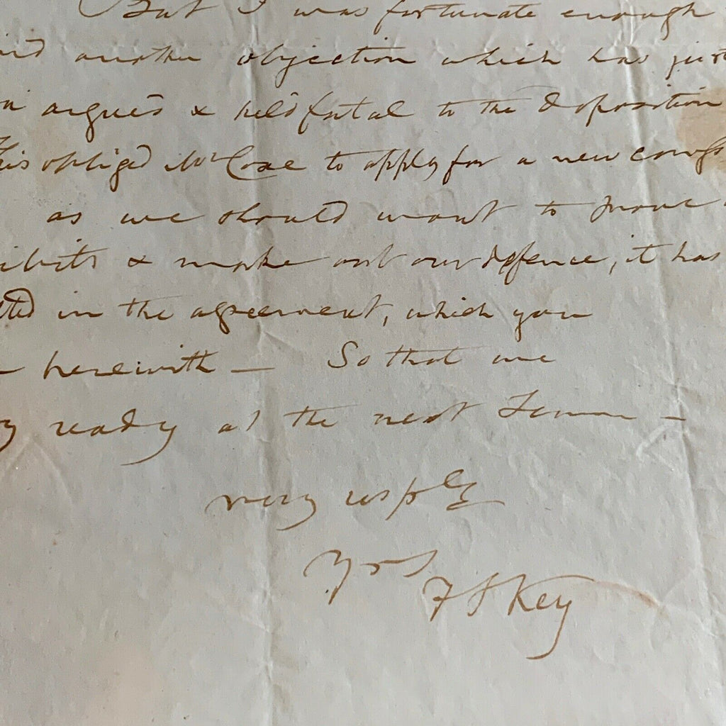 FRANCIS SCOTT KEY * AUTOGRAPH Legal Note SIGNED * "STAR SPANGLED BANNER" Author
