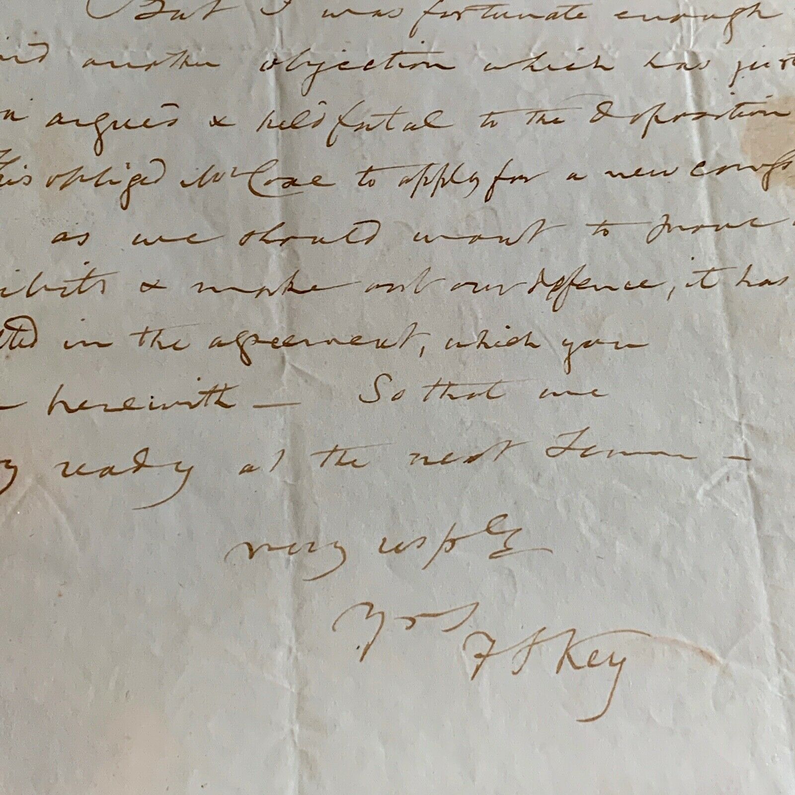 FRANCIS SCOTT KEY * AUTOGRAPH Legal Note SIGNED * "STAR SPANGLED BANNER" Author