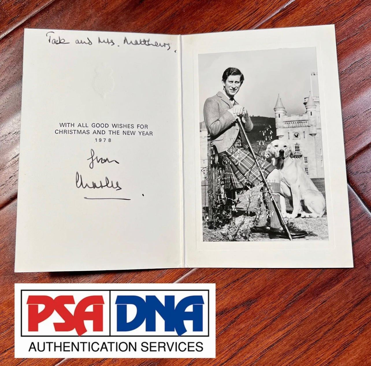 KING CHARLES III * PSA/DNA * Signed 1978 Christmas Card Autograph * Prince