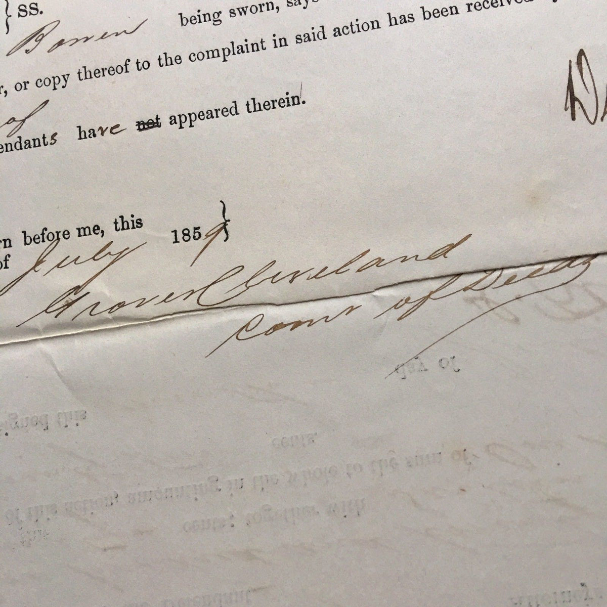 GROVER CLEVELAND * EARLY 1859 Handwritten LEGAL DOCUMENT * Autograph SIGNED