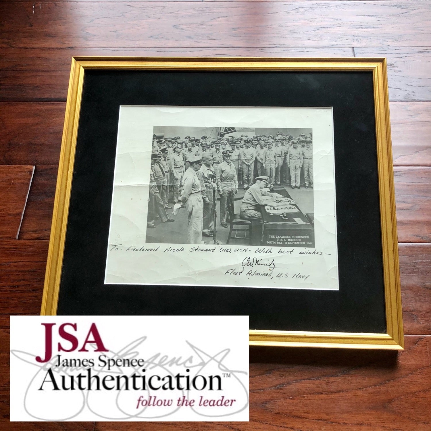 CHESTER W. NIMITZ * JSA LOA * Large Signed WWII Japan Surrender Photo Autograph