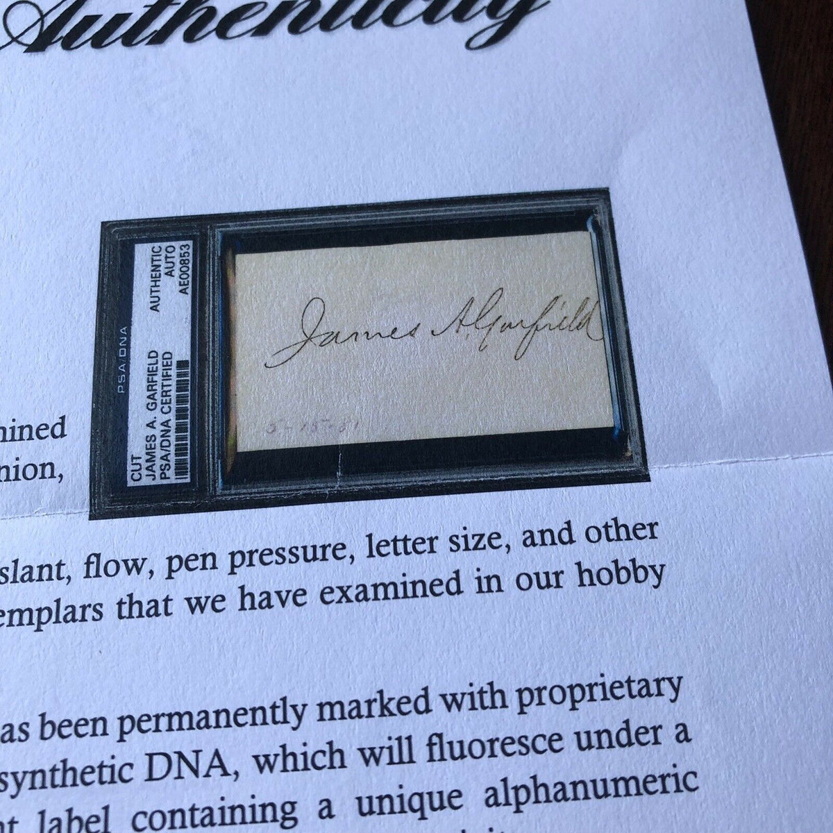 JAMES A. GARFIELD * Autograph Card AS PRESIDENT Hand Signed * PSA/DNA Slabbed