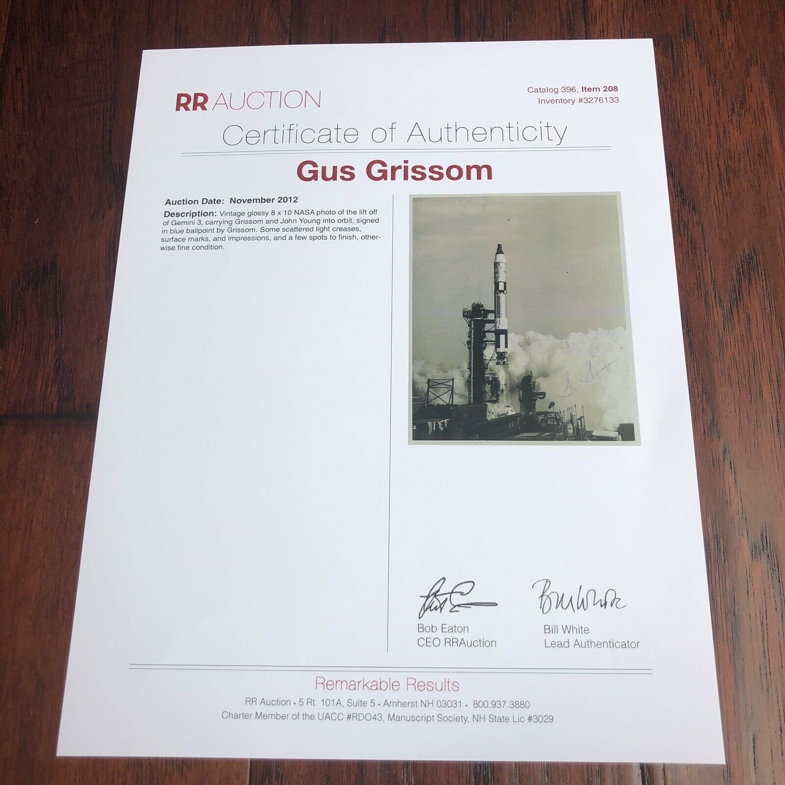 Gus Grissom * JSA * Scarce GEMINI 3 Rocket AUTOGRAPH Photo SIGNED * Apollo 1