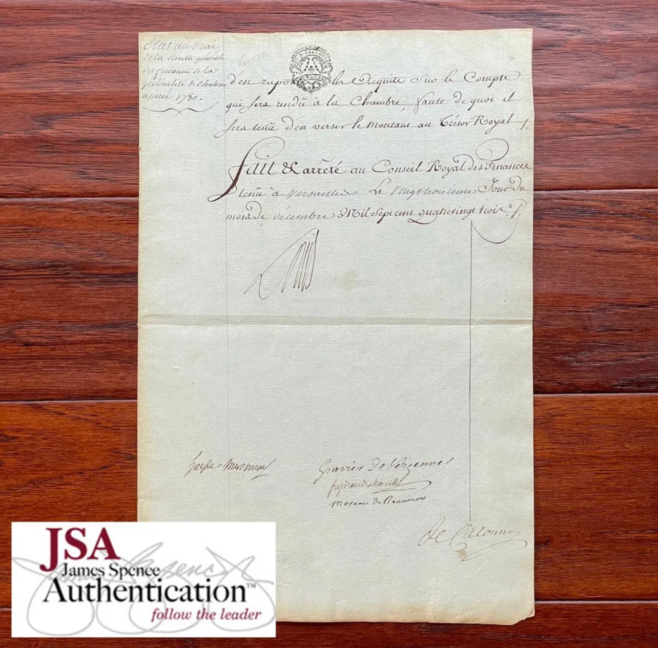 LOUIS XVI * JSA LOA * Beheaded King Signed Excessive Spending Document Autograph