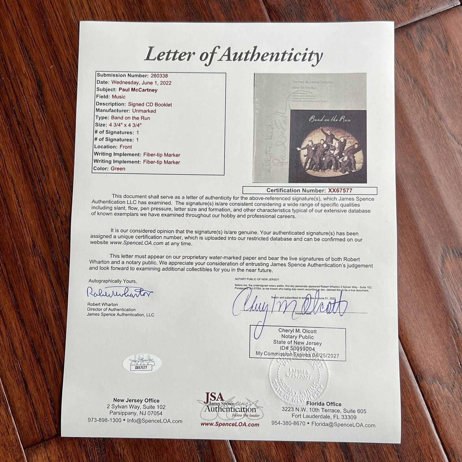 PAUL MCCARTNEY * JSA LOA * Signed Band on the Run CD Album Autograph * BEATLES