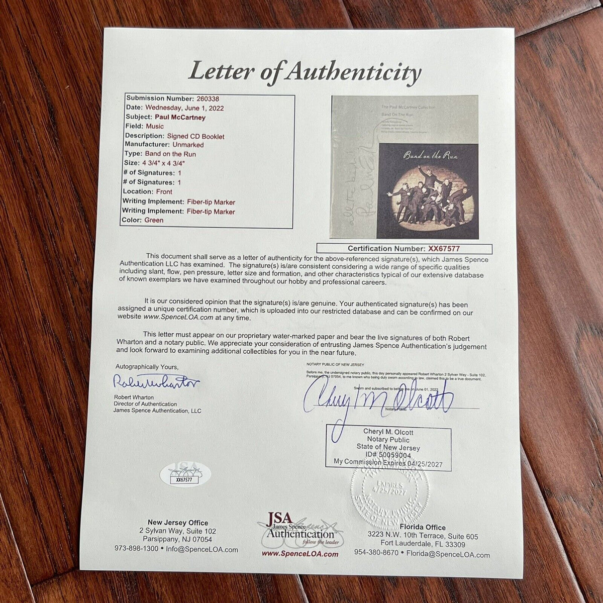 PAUL MCCARTNEY * JSA LOA * Signed Band on the Run CD Album Autograph * BEATLES