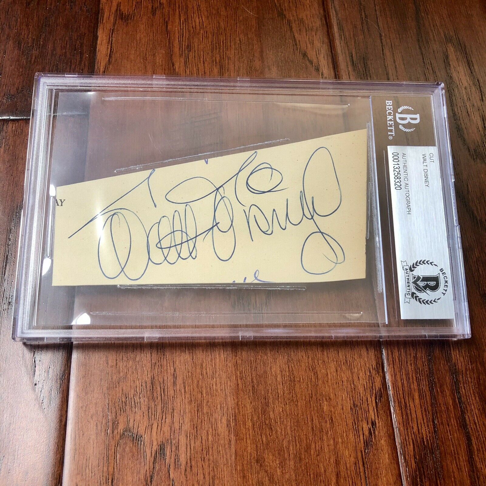 WALT DISNEY * Beckett BAS Slabbed * Large Autograph Cut Signature Signed *