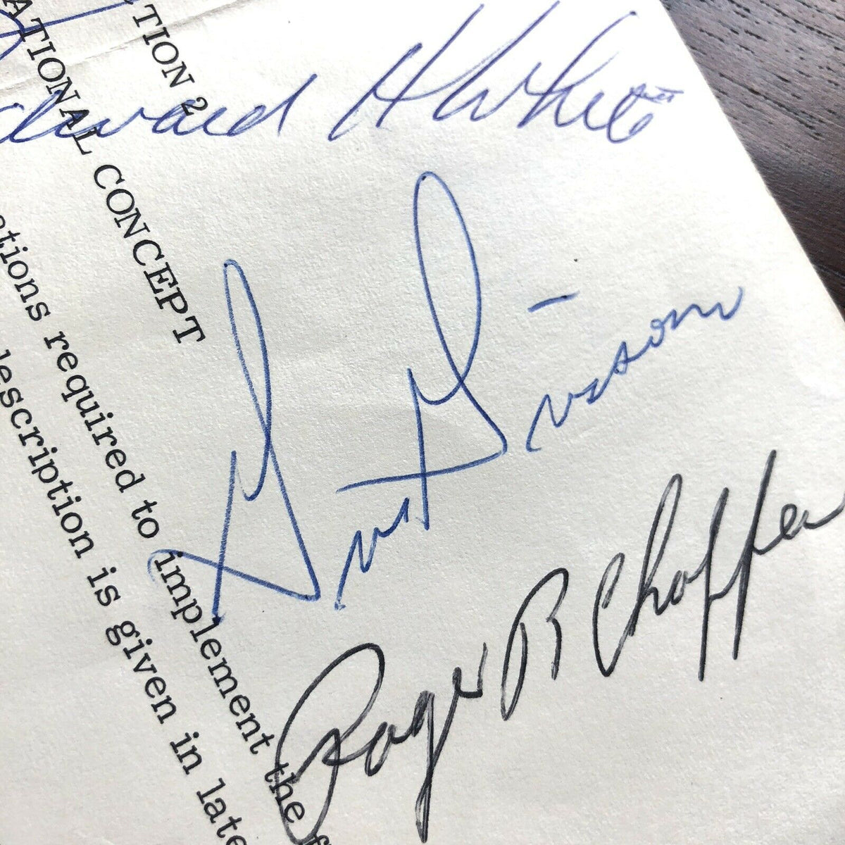 Apollo 1 * JSA * Crew Autograph NASA Document Signed * Roger Chaffee Gus Grissom