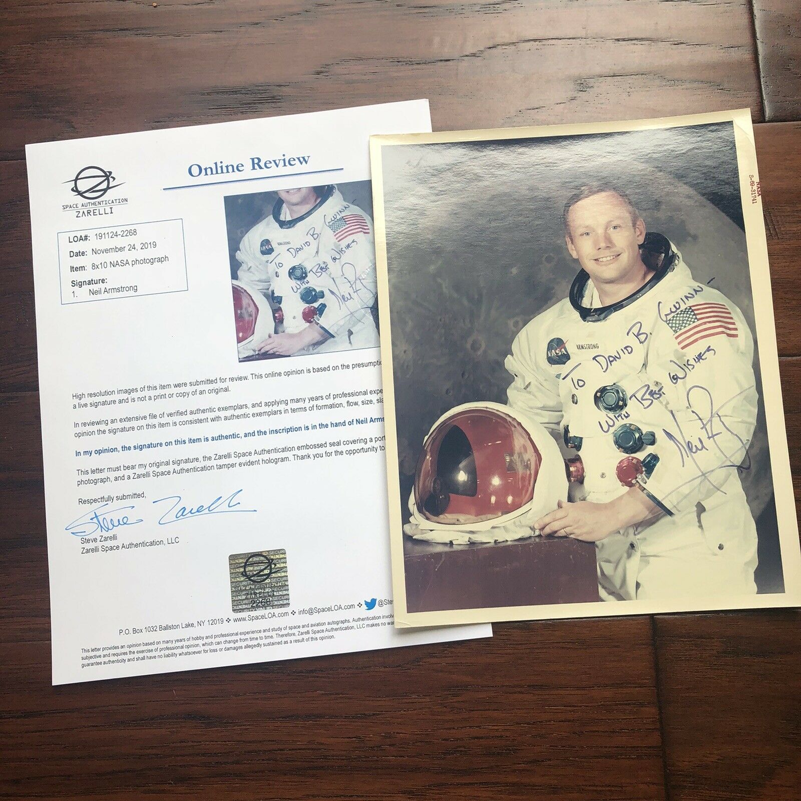 NEIL ARMSTRONG * Zarelli LOA * Autograph Red Number WSS Litho * Apollo 11 Signed