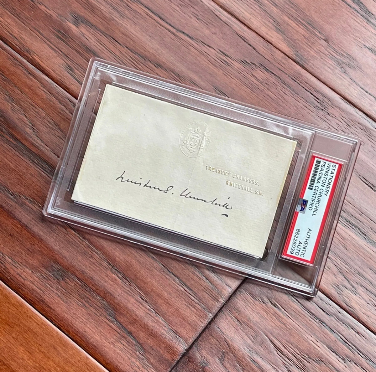 WINSTON S. CHURCHILL * PSA/DNA Slab * Autograph Cut TREASURY Signature SIGNED