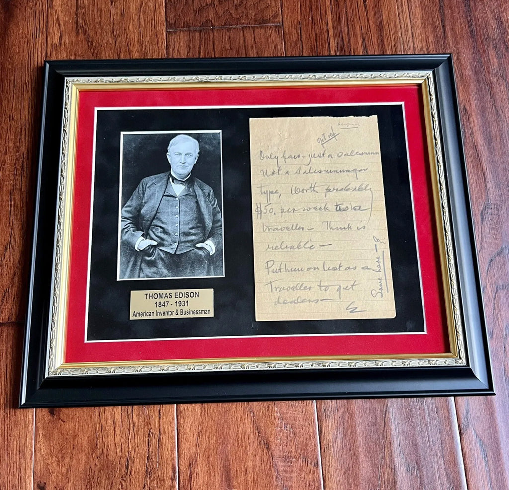 THOMAS EDISON * JSA LOA * Handwritten Autograph Letter Signed Hiring Salesman