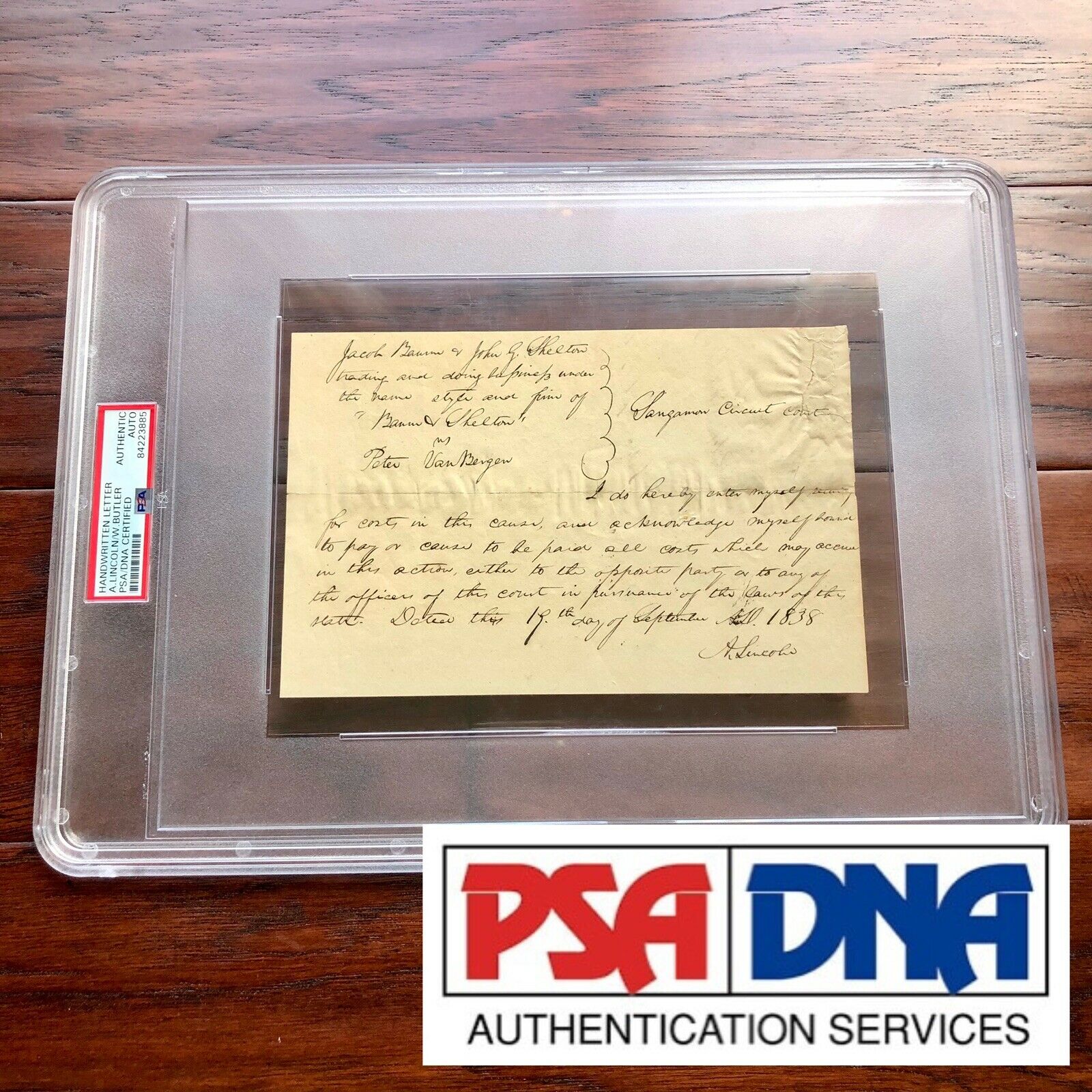 ABRAHAM LINCOLN * PSA/DNA Slabbed * Early Handwritten Autograph Letter Signed *