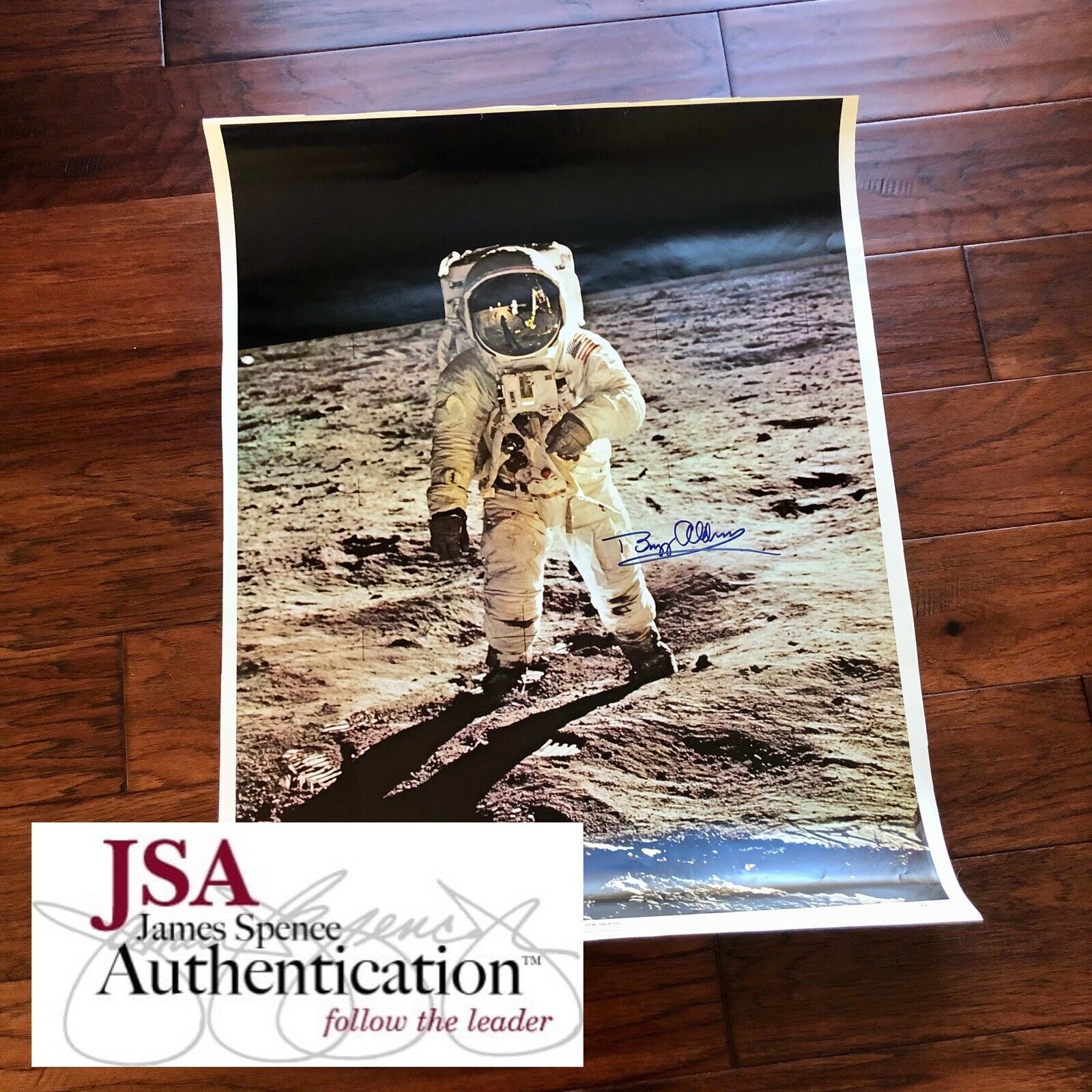 BUZZ ALDRIN * JSA LOA * 22x28 Autograph Photo Signed Apollo 11 Visor Shot Poster