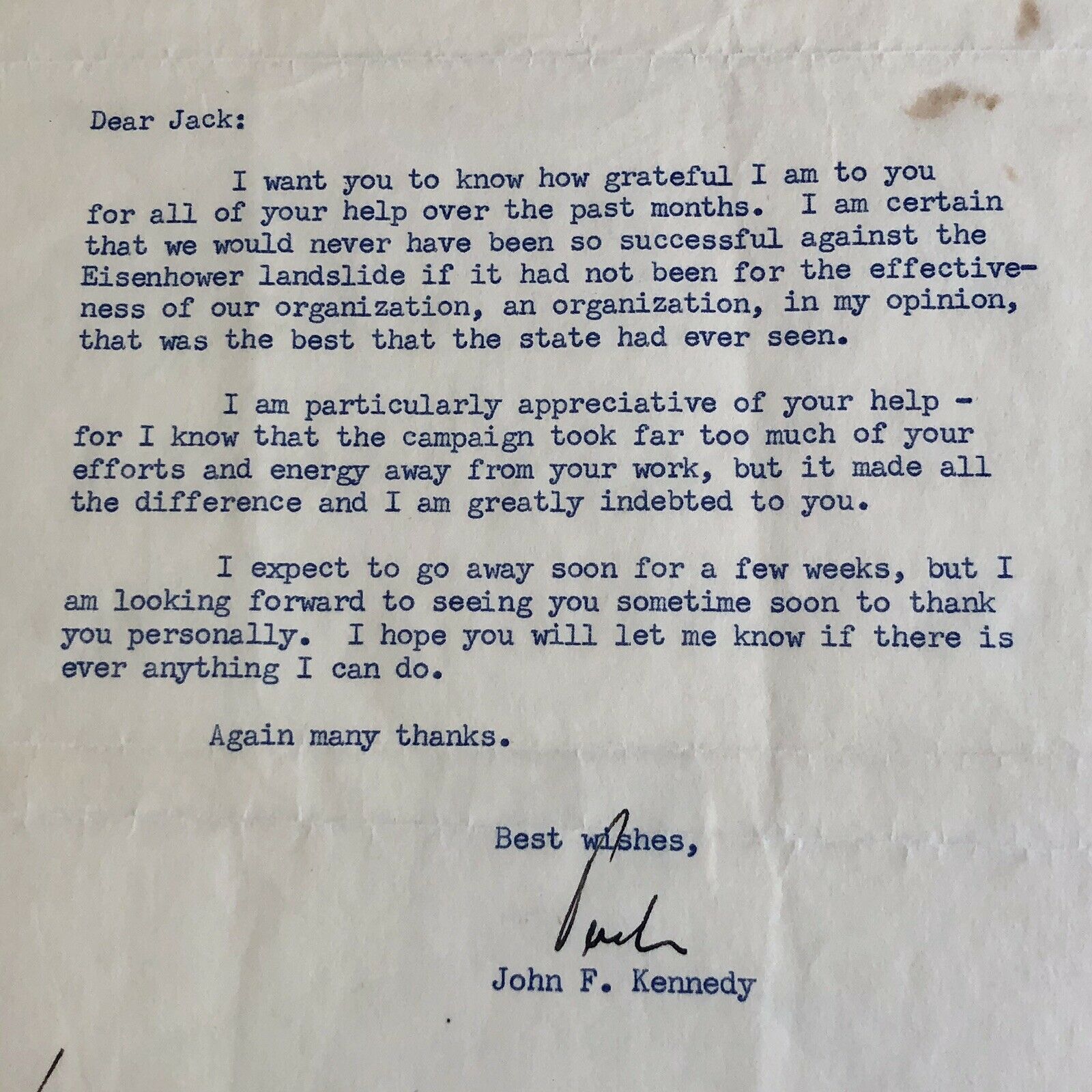JOHN F. KENNEDY * JSA LOA * Twice 2x Signed Letter With Handwritten Postscript