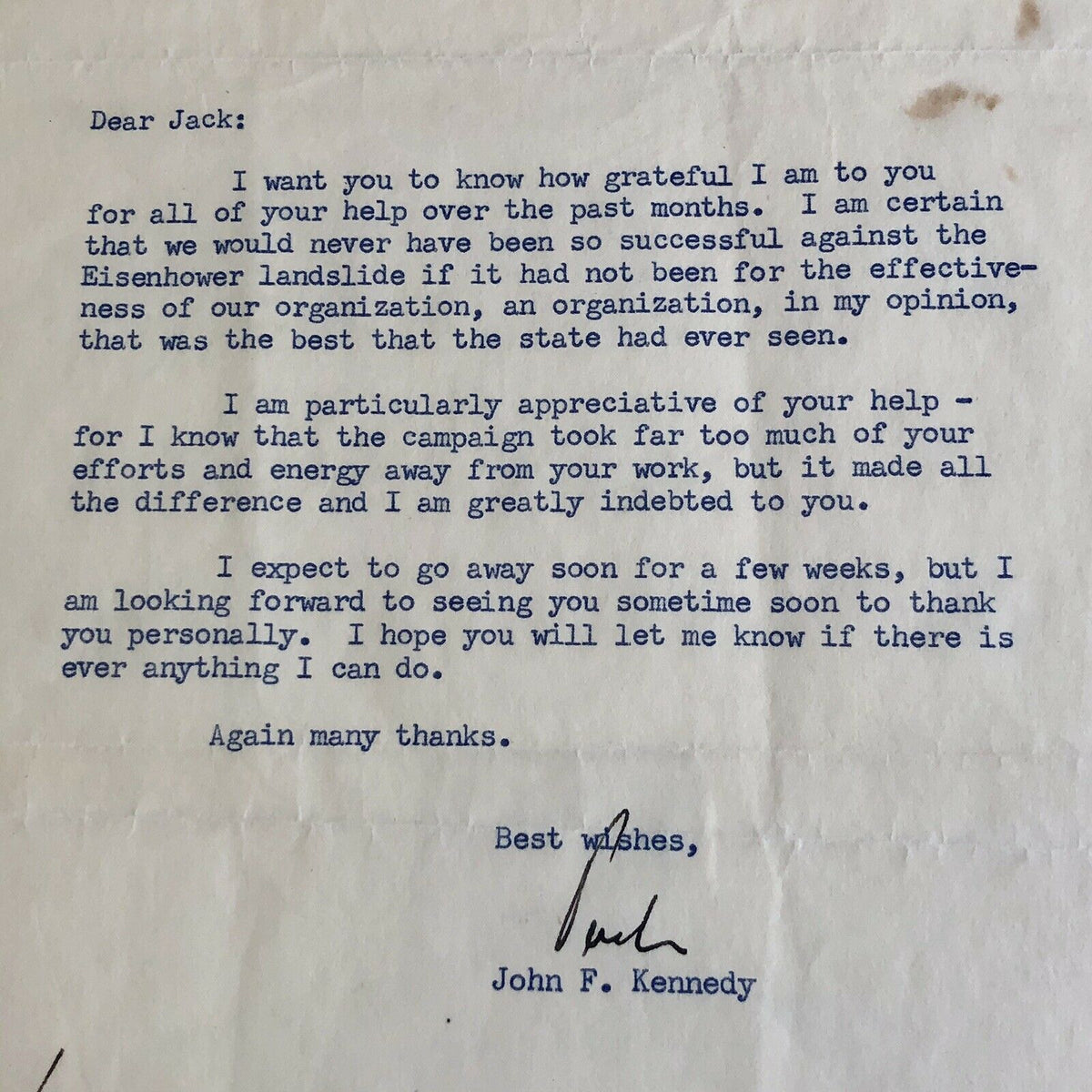 JOHN F. KENNEDY * JSA LOA * Twice 2x Signed Letter With Handwritten Postscript