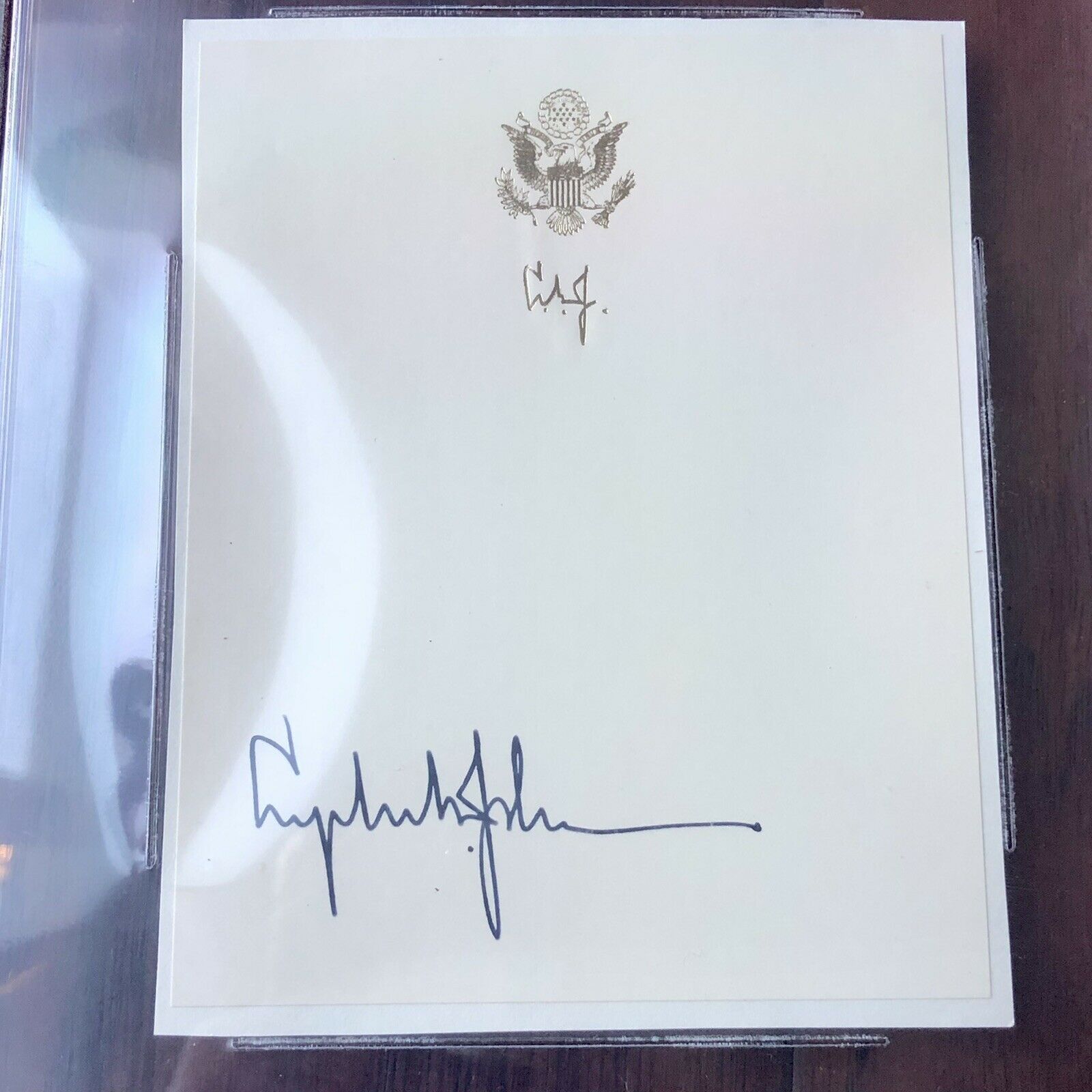 LYNDON B. JOHNSON * BECKETT BAS SLAB * GRADED MINT 9 Autograph Bookplate Signed