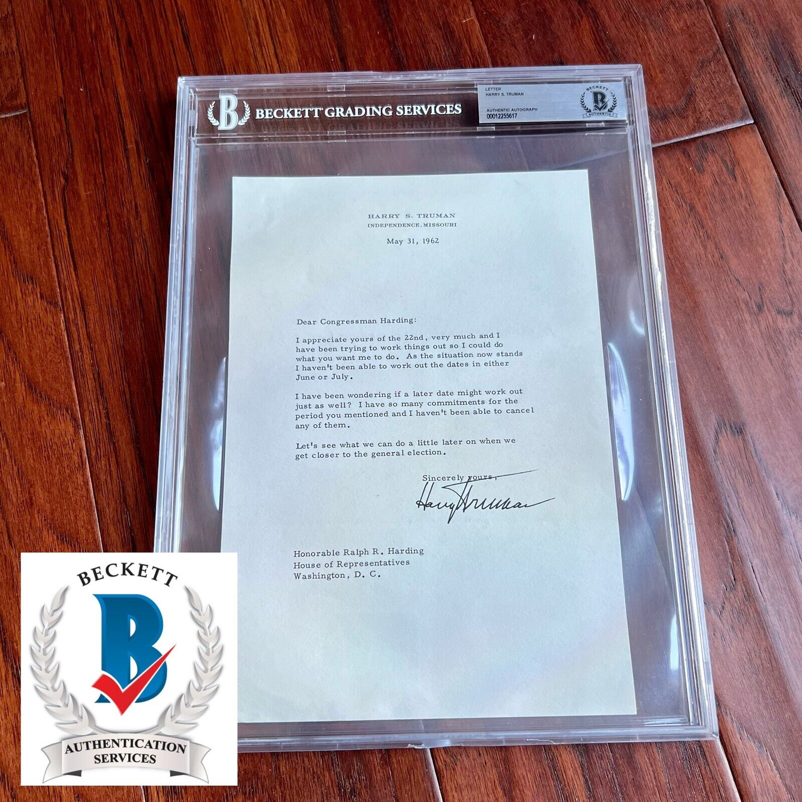 HARRY TRUMAN * JSA LOA * Signed Letter from 1961 Autograph Full Signature