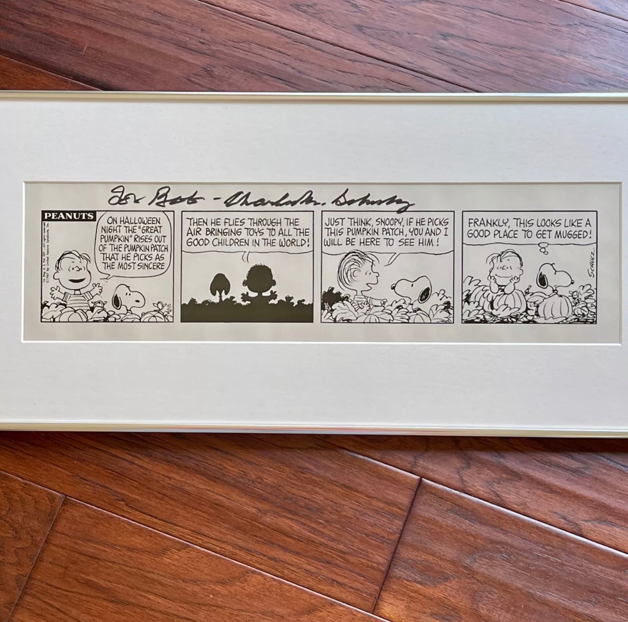 CHARLES M. SCHULZ * PSA * Autograph SNOOPY "Great Pumpkin" Strip Signed Peanuts