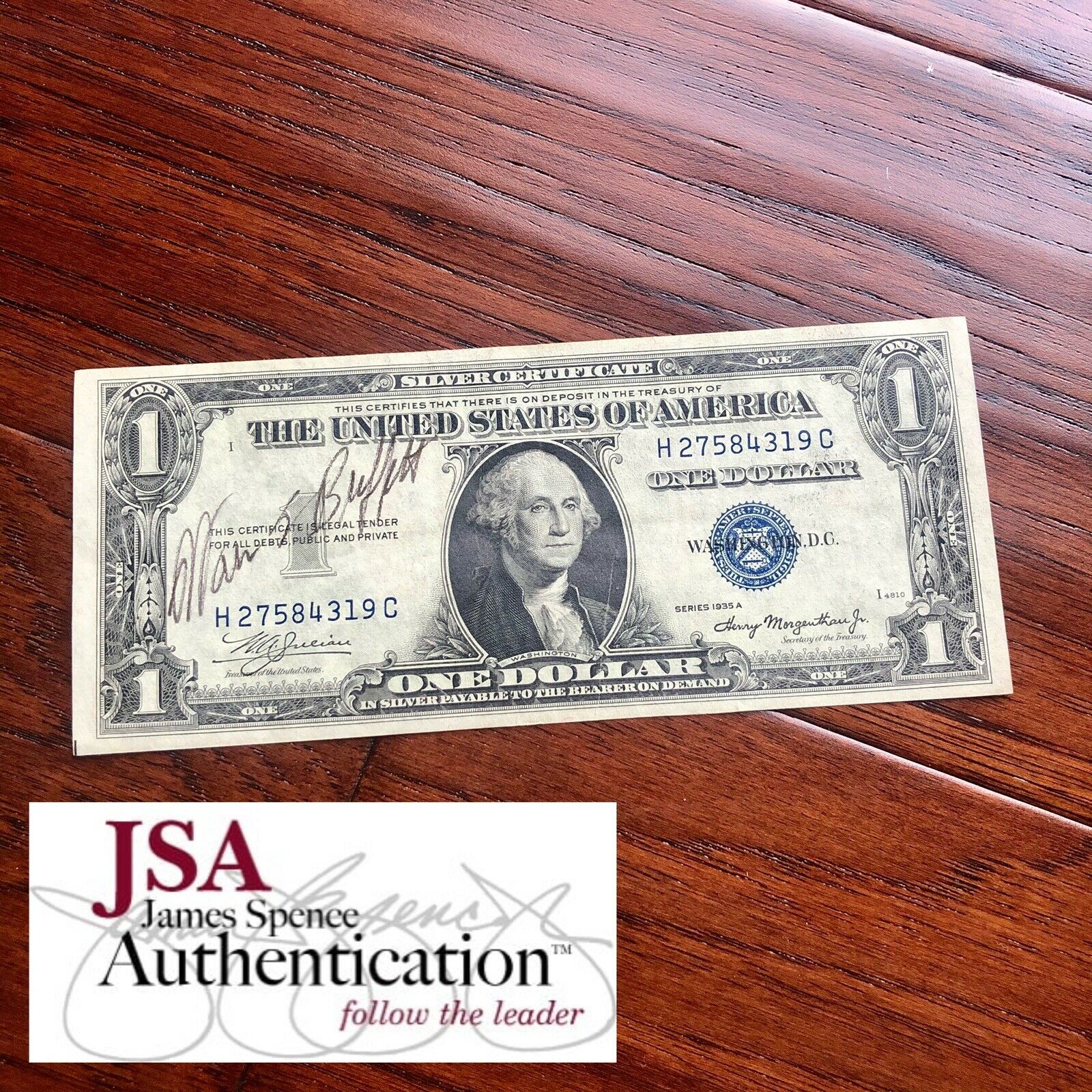 WARREN BUFFETT * JSA LOA * Hand Signed Silver Certificate Dollar Bill Autograph