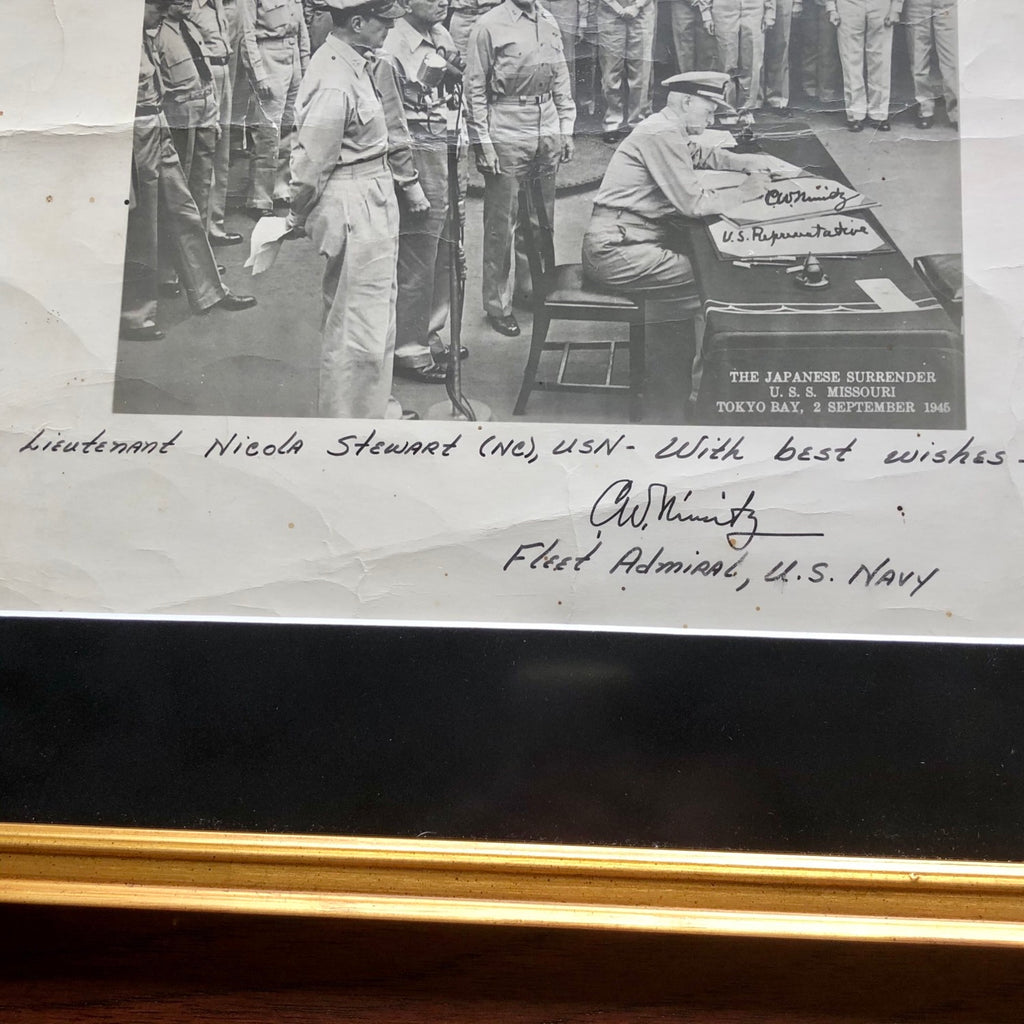 CHESTER W. NIMITZ * JSA LOA * Large Signed WWII Japan Surrender Photo Autograph