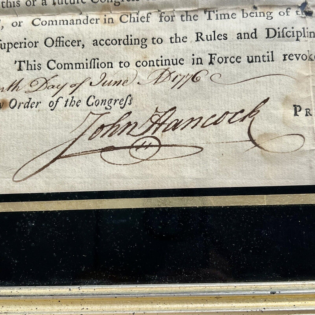 JOHN HANCOCK * Signed 1776 Appointment of Lexington Concord Soldier Autograph