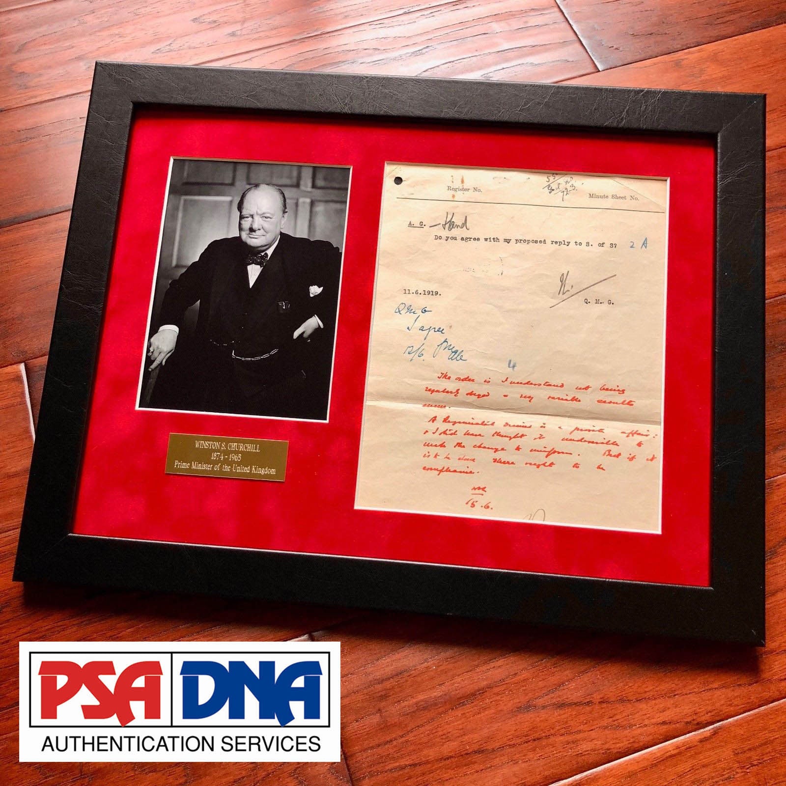 WINSTON S. CHURCHILL * PSA/DNA * Authentic Handwritten AUTOGRAPH Note SIGNED