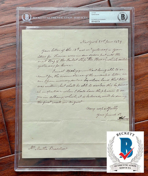 AARON BURR * BAS Beckett * Letter Signed Autograph * Dueled Alexander Hamilton